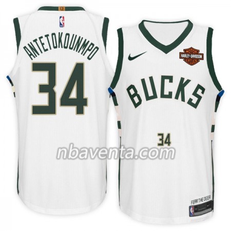 Camiseta Hombre Milwaukee Bucks Giannis Antetokounm 34 II Nike 2017-18 Blanco Swingman Camiseta Hombre Milwaukee Bucks Giannis Antetokounm 34 II Nike 2017-18 Blanco Swingman